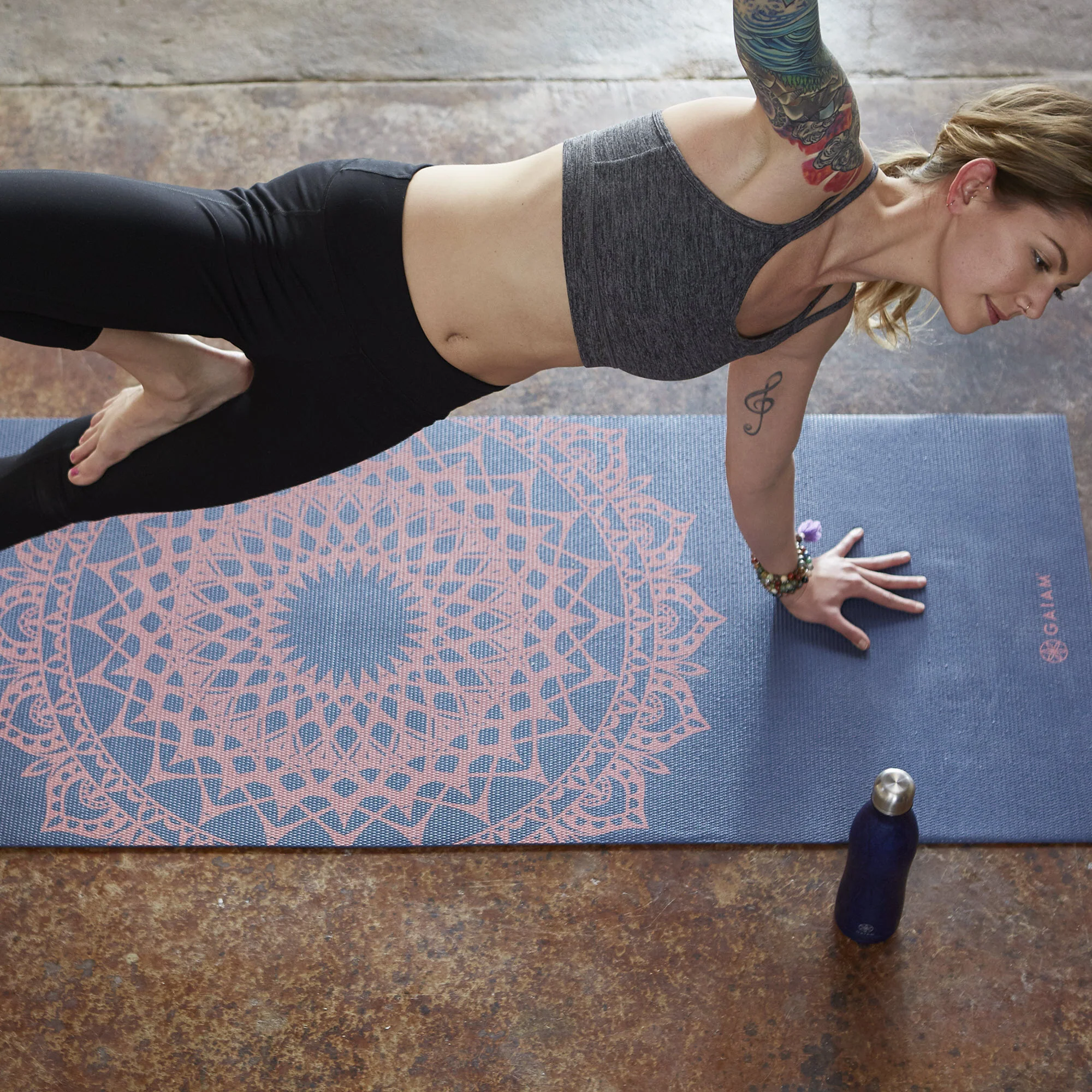 Navy Fleur Marrakesh Yoga Mat (4mm) - Image 4